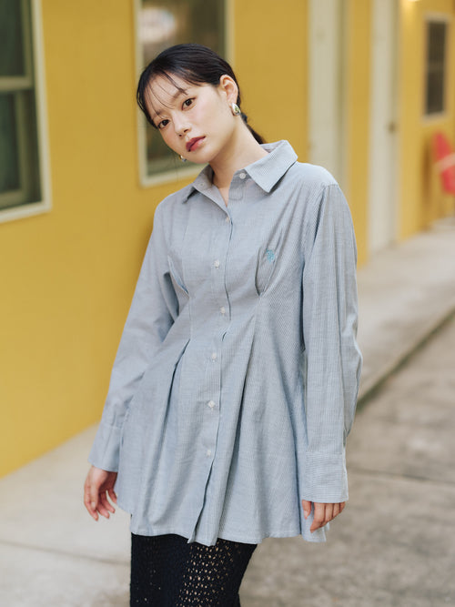 Tuck Blouse Shirt　タックブラウスシャツ　 ダブルホースマン刺繍　PLL43711