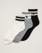 3pairs Socks　ソックス　ダブルホースマン刺繍　PLCM930-02