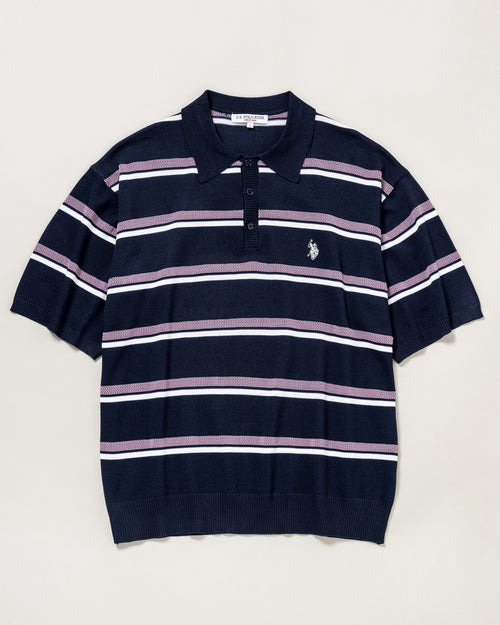 【24夏新作】Knit polo-shirt　オーバーサイズニットポロシャツ　 ダブルホースマン刺繍　PLM42402
