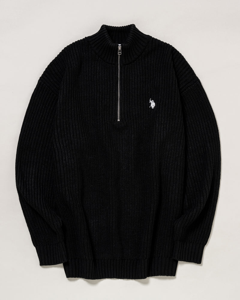 Half Zip Knit　ハーフジップニット　ダブルホースマン刺繍　PLM43401