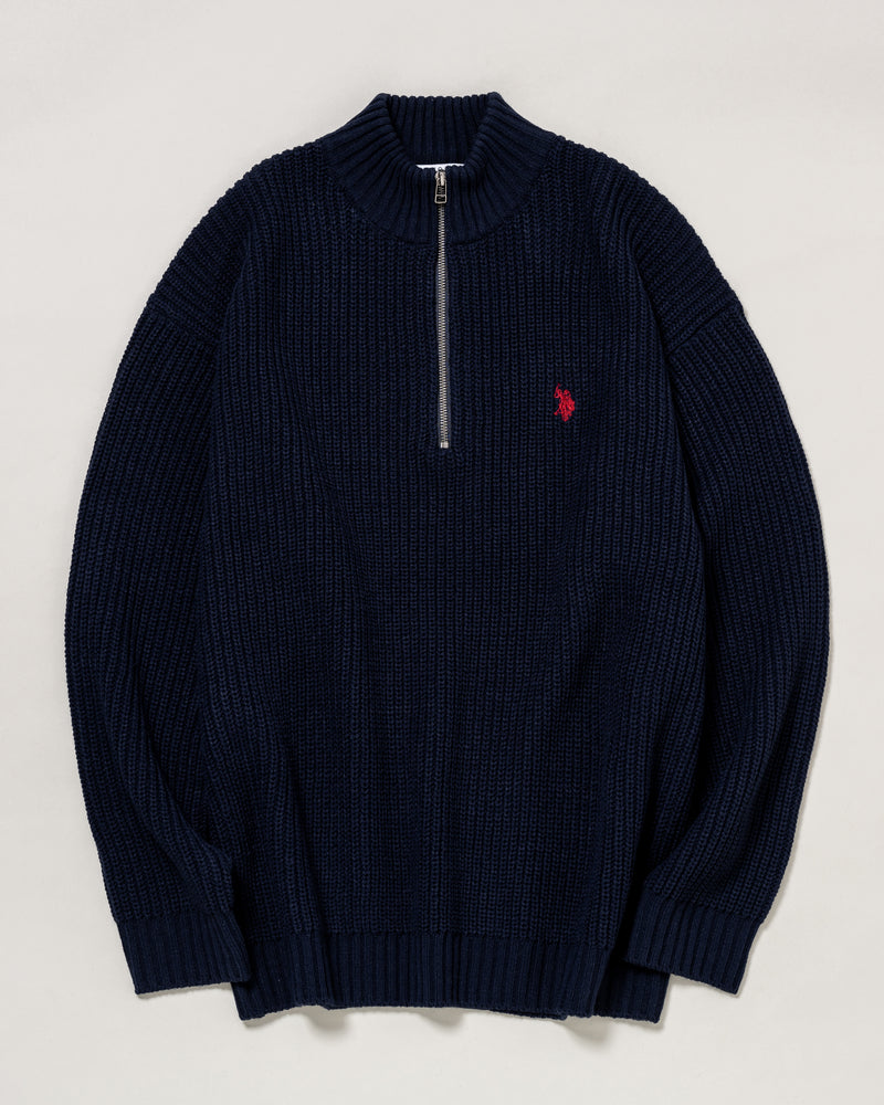 Half Zip Knit　ハーフジップニット　ダブルホースマン刺繍　PLM43401