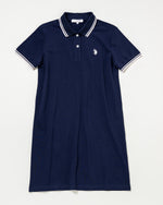 Polo Shirt dress　配色ポロワンピース　ダブルホースマン刺繍鹿の子　PLL51101