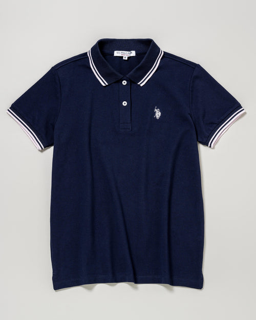 【予約商品】Polo Shirt　配色ポロシャツ　ダブルホースマン刺繍鹿の子　PLL51102